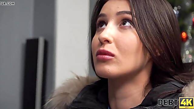 DEBT4k. Teen debt collector is fortunate to screw the hot