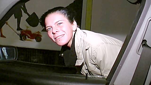 Cool German stunner riding a fuckpole in the back of the car