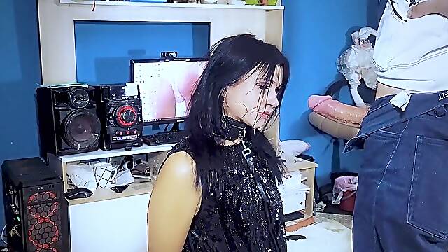 After the party, the hubby punished his wifey for the broken car, pounding her in the throat and smashed her ass into bl