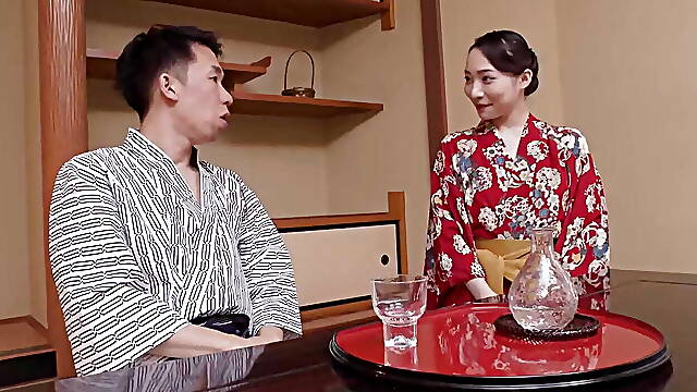 Man Fucks Wife with Beautiful Tits in Japanese Kimono