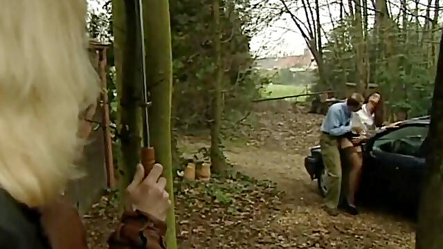 Hübsche Brünette wird im Auto in Doggy-Stellung in die Muschi gefickt