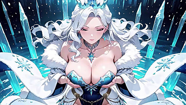 Silver-Haired Ice Mage in a Crystal Hall! Casting magic while looking effortlessly cold, yet her lips are trembling.