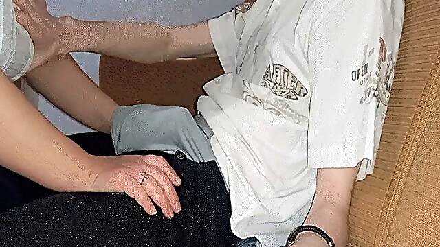 The inspector gets a handjob through his underwear WMV