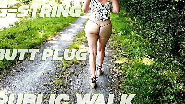 Public walk in a G-string & butt plug