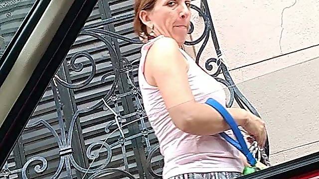 Man jerking off in the car on public