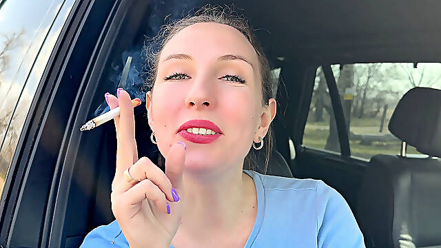 Red Lips Marlboro Smoke in Face & Sexy Striptease POV